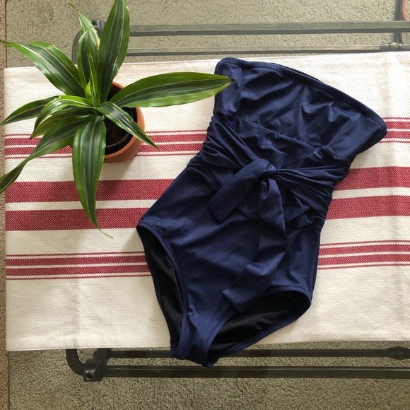 J. Crew Other - J. Crew Navy Strapless Tie Bandeau One Piece Suit